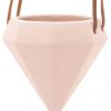 Diamond Shaped Ceramic Hanging Planter - Coral Pink- by Arcadia Gardening Products 4.5" tall