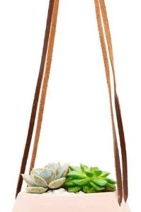Diamond Shaped Ceramic Hanging Planter - Coral Pink- by Arcadia Gardening Products 4.5" tall