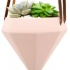 Diamond Shaped Ceramic Hanging Planter - Coral Pink- by Arcadia Gardening Products 4.5" tall