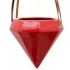 Diamond Shaped Ceramic Hanging Planter - Red- by Arcadia Gardening Products 4.5" tall