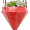 Diamond Shaped Ceramic Hanging Planter - Red- by Arcadia Gardening Products 4.5" tall
