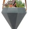 Diamond Shaped Ceramic Hanging Planter - Dark Gray- by Arcadia Gardening Products 4.5" tall