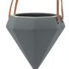 Diamond Shaped Ceramic Hanging Planter - Dark Gray- by Arcadia Gardening Products 4.5" tall